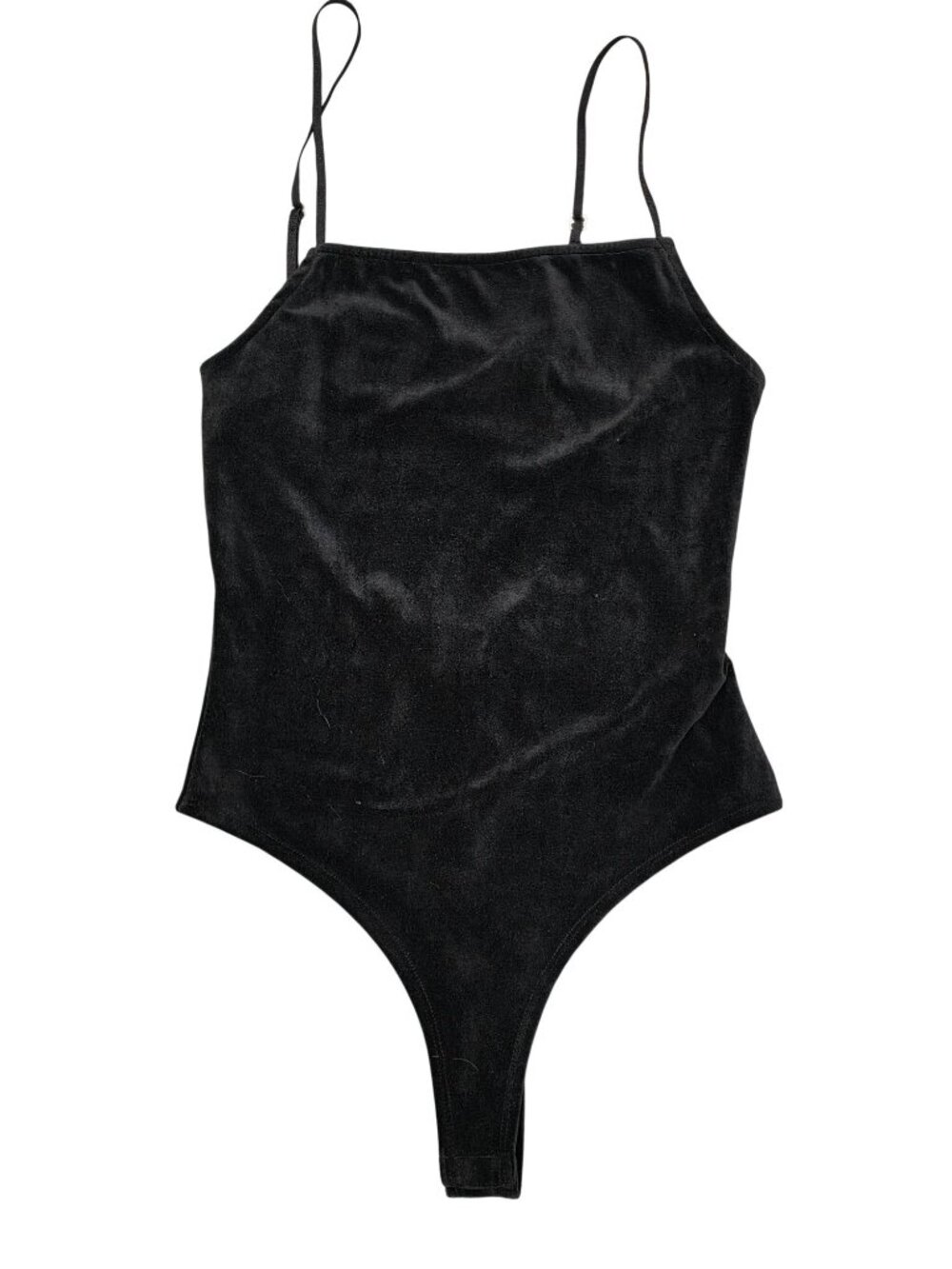 Velvet Black Bodysuit With Adjustable Spaghetti Straps By Forever 21 Size M